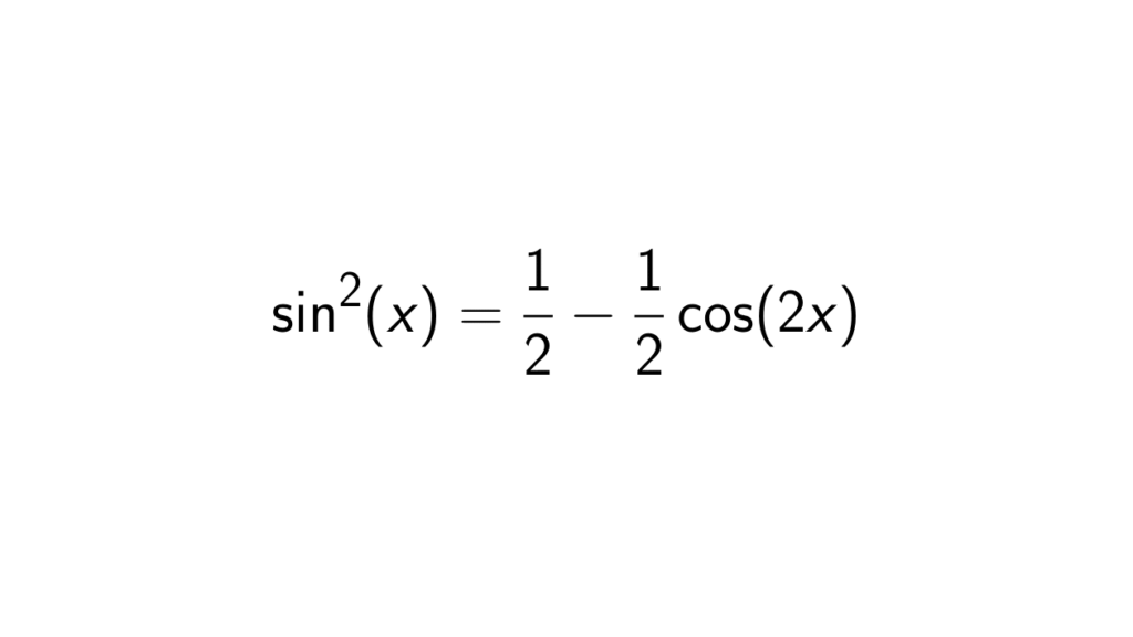 Prove that sin^2(x) = 1/2 - 1/2 cos(2x) - Epsilonify