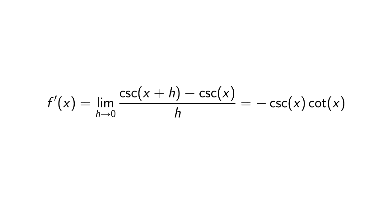 Read more about the article Derivative of csc(x) using First Principle of Derivatives